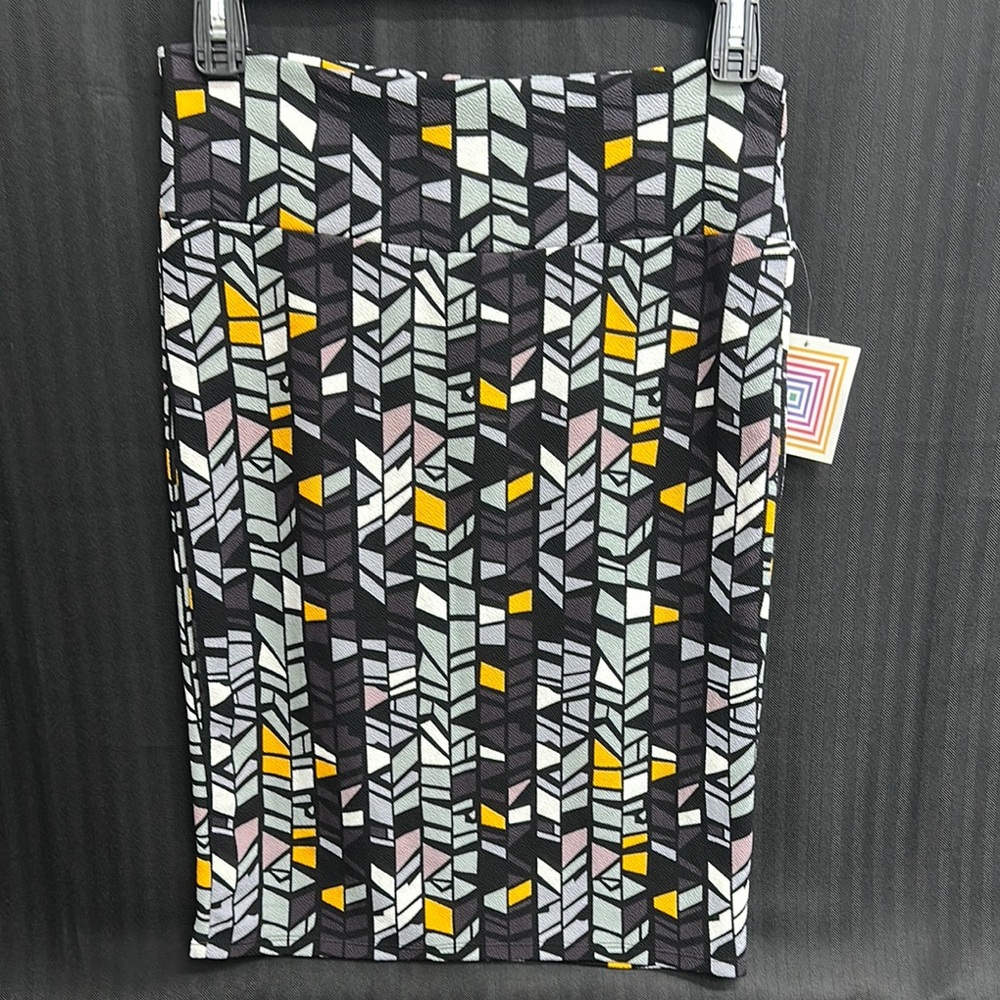 Geometric Patterned Skirt - Black, Yellow, Gray